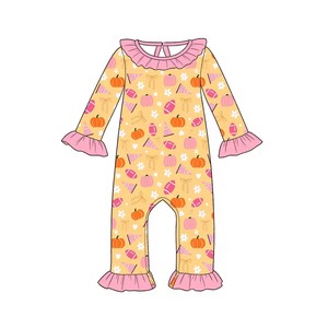 ชุดรอมเปอร์เด็กทารกคอระบายลายฟักทองผีพิมพ์ลายฮาโลวีนแขนยาว - Product Image 3