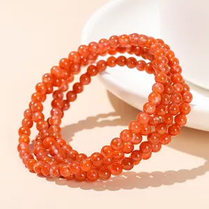 JD Fashion High Quality Charm Yoga Bracelet Necklace Buddha Jewelry Gift Natural China Red Agate 4-Layer Bracelet
