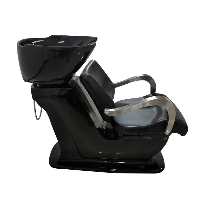 Lit de shampooing de salon de beauté, bol de shampooing de rinçage de salon de coiffure, chaise de shampooing confortable assise meubles de salon en acier inoxydable