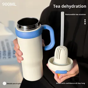 Double Wall 316/201 Stainless Steel 32 Oz 1000Ml Vacuum Insulated Sports <b>Cup</b> Handle <b>Straw</b> Sublimation Customizable 6-12 Hours - Product Image 2