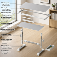 Table de lit réglable avec pieds pliables pour gagner de la place, idéale pour la lecture, la nourriture et le travail - Parfaite pour les études et le travail à distance