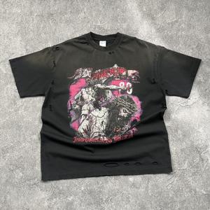 <span class=keywords><strong>Camiseta</strong></span> al por Mayor con Estampado de Jarabe para la Tos, <span class=keywords><strong>Camiseta</strong></span> de Algodón Grueso, Estilo Holgado, Desgastado, Estilo Pro Club, Camisetas Gráficas para Hombre - Product Image 4