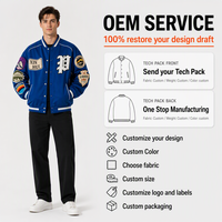 Blouson Bomber Varsity Brodé et Patchwork pour Homme, Coupe-Vent, Doublure Matelassée Coton Bambou, Patch Chenille Baseball, Fermeture Éclair