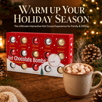 Boomblizo 15 bombes au chocolat chaud fourrées à la guimauve, assortiment menthe poivrée et caramel, sphères de cacao fondantes, coffret cadeau de fêtes