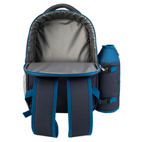 Sac à dos de pique-nique réutilisable pour 4 personnes avec compartiment isotherme de qualité alimentaire, porte-bouteille de vin et poche avant zippée