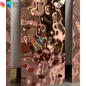Roségold farbige Stempel Ss Blatt Decken wand paneele Dekorative Wasser welligkeit platte Gehämmerte Edelstahl hersteller