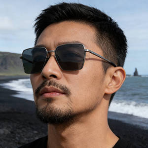 Lunettes de soleil carrées Ks-3986 pour hommes, monture en métal et plastique, verres en nylon, protection UV400, classe 2, pare-soleil noir C1C2C3 - Product Image 2