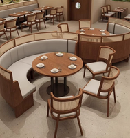 Ensemble de canapé et table à manger en bois massif avec dossier en rotin pour restaurant théâtre, salon de thé, restaurant de hot pot et boutique de thé au lait