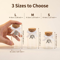 Bouteille commémorative en verre et liège pour cendres d'animaux de compagnie, 3 tailles, avec breloque cœur vierge 'Paw Angel' et mini flacon pour poils d'animaux