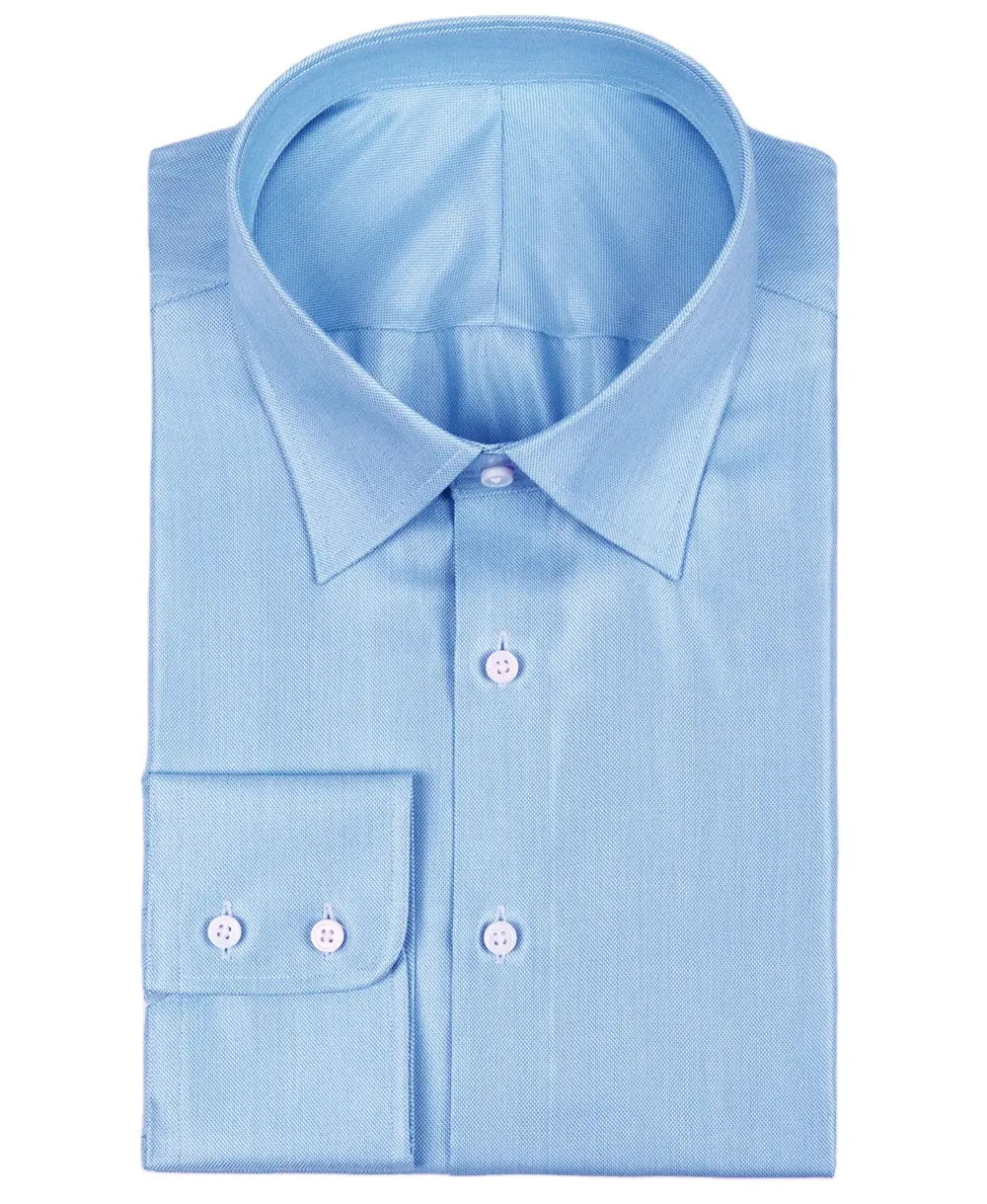 सुरुचिपूर्ण पुरुषों के हल्के नीले रंग व्यापार समायोजन बटन कफ के साथ अनुरूप शर्ट