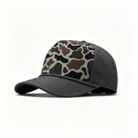 Casquette de baseball personnalisée à 5 panneaux, vierge, camouflage découpé au laser, respirante, style vintage sportif urbain avec cordon, unisexe