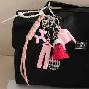 Porte-clés <span class=keywords><strong>pantalon</strong></span> pull en acrylique-Charme de sac de vêtements réaliste avec conception de chien ballon <span class=keywords><strong>raquette</strong></span> de badminton - Product Image 2