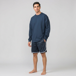 T-shirt gaufré à manches longues, lourd, écologique et personnalisé pour homme, en polyester-coton, blanc, en gros, avec impression intégrale sur l'écran - Product Image 1