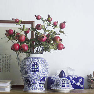 Jingdezhen cerámica doble felicidad carácter General tarro jarrón azul blanco porcelana arreglo floral jarrón para sala de estar - Product Image 2