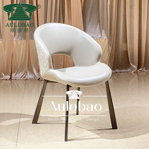 Chaise de salle à manger en cuir véritable, style nordique moderne - Product Image 3