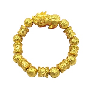 Pulsera Ese chapada en oro, imponente y duradera, con cuentas de mantra de seis caracteres, para hombre y mujer, regalo de joyería para parejas - Product Image 1