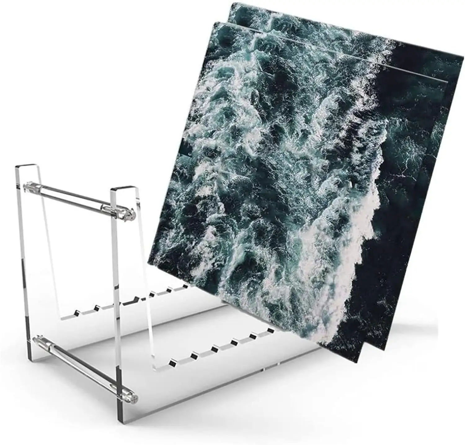 Clear Flame Polished Acrylic Desktop DVD CD Vinyl Record Album Storage Display Stand and Holder