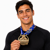 Médaille de course sportive personnalisée en alliage de zinc électroplaqué avec impression UV, récompense de finisseur d'événement sportif, personnalisable en gros