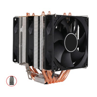 Refroidisseur cpu 6 caloducs 2 ventilateurs radiateur de refroidissement 3 broches 4 broches pour lga 1150 1155 1156 1366 2011 X79 X99 carte mère Am2 Am3Am4