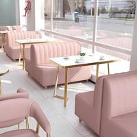 Ensembles de meubles commerciaux modernes pour café-restaurant, tables et chaises en fer, plateau en faux marbre, durables et faciles à nettoyer