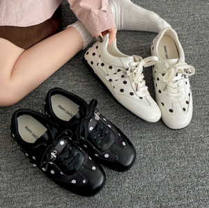 Baskets décontractées rétro printemps à pois noirs <span class=keywords><strong>et</strong></span> blancs, chaussures plates polyvalentes à lacets <span class=keywords><strong>et</strong></span> bride à boucle - Product Image 5