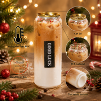 Boîtes à café en plastique PET transparentes avec couvercles faciles à ouvrir pour le café glacé de Noël et les boissons festives