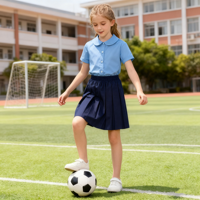 Bleu noir école porter des vêtements robe pour étudiant uniforme ensemble pour salle de classe filles pull à manches courtes jupe école uniforme ensemble
