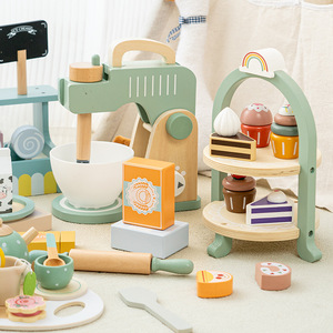 Early Learning Pretend Play House Kitchen Toy Dessert Cake <strong>Wooden</strong> Afternoon <strong>Tea</strong> Play <strong>Set</strong> Kindergarten Corner Mixer <strong>Tea</strong> <strong>Set</strong> - Product Image 3