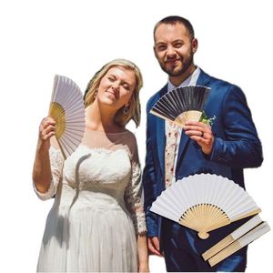 Nouveau produit : Éventails pliants en bambou blanc de style japonais pour la décoration de mariage estivale - Product Image 1