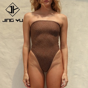 Traje de Baño con Estampado Hawaiano OEM con Espalda de Borlas y Diseño sin Tirantes, Traje de Baño de una Pieza de Nailon Ecológico Personalizable - Product Image 5