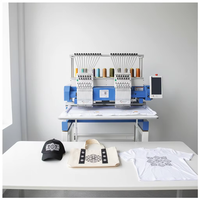 ZHIYU Nouvelle Machine à Broderie Plate Automatique Informatisée à 2 Têtes et 12 Aiguilles, 1200 tr/min, pour T-shirts et Casquettes, Haute Efficacité, Usage Domestique