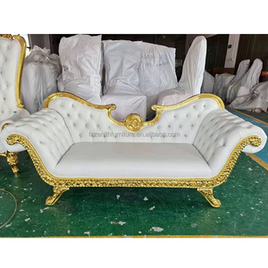 Fournisseur <span class=keywords><strong>de</strong></span> mobilier d'événements, chaise <span class=keywords><strong>de</strong></span> luxe avec cadre en métal doré, canapé en cuir PU, canapé royal pour mariage - Product Image 4