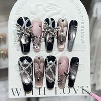 Ongles artificiels polyvalents faits à la main de qualité supérieure, press-on, effet diamant, dorés et vernissés, pour l'industrie lourde