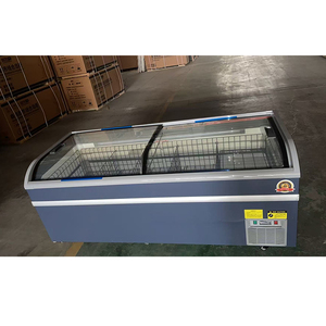 Réfrigérateur <span class=keywords><strong>américain</strong></span> à porte vitrée incurvée commerciale, sans givre, congélateur de présentation en îlot pour supermarché - Product Image 3