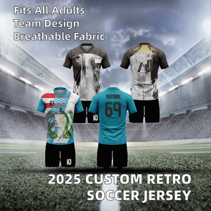 Conjunto de Camiseta de Fútbol Retro 2025 Unisex, 100% Poliéster, Impresión por Transferencia de Calor, Fabricante OEM - Product Image 2