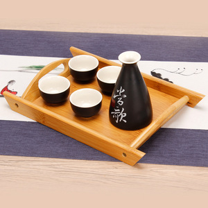 Bamboo <b>Tea</b> <b>Tray</b> Double Ear Handle Serving <b>Tray</b> For <b>Tea</b> Set Hotel Use Carbonization Finish - Product Image 3