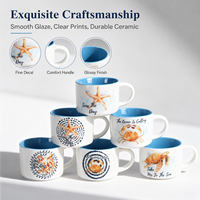 Taza de Café de Porcelana Pequeña Personalizada con Diseño de Playa y Océano, Taza de Cerámica con Animales Marinos, Libre de BPA, Apta para Microondas