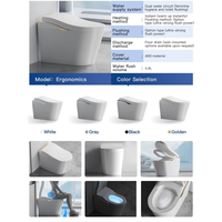 Toilette intelligente moderne à siphon, chasse d'eau puissante, étanche IPX4, couvercle automatique, fonction bidet pour appartement et rénovation de maison