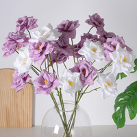 Nouvelles fleurs artificielles en soie de camélia à 3 têtes, style chinois, pour centre de table de mariage, décoration de salon et de hall