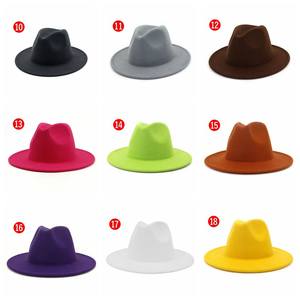 <span class=keywords><strong>2021</strong></span> couleur unie Polyester coton végétalien matériel Fedora chapeau Fedora chapeaux pour femmes hommes fête Festival de musique mode fedora chapeaux - Product Image 3