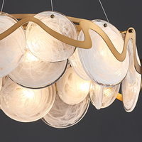 Lustre suspendu rond en or de style nordique, lampes suspendues en verre de Murano, lustre de luxe pour salon ou salle à manger