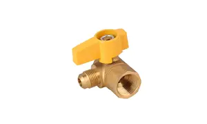 Válvula de esfera de bronze de 1/8 "fipx3/8", com punho de aço amarelo para mercado dos eua