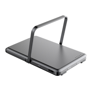 Batterie externe ultra-fine 5000 mAh en aluminium avec logo personnalisé, chargement magnétique sans fil et support - Product Image 2