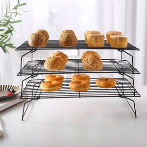 Custom Wholesale Supply Home Kitchen 3 Tier Silver Metal Wire Stainless Steel <b>Cooling</b> <b>Rack</b> for Bakery Cake Bread Barbecue - Product Image 4
