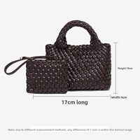 Sac à main géométrique en PU pour femme, tendance, polyvalent, léger et frais, tricoté, décontracté, style panier, sac bandoulière/épaule, mère-enfant