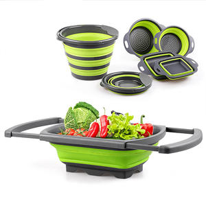 Égouttoir pliable <span class=keywords><strong>pour</strong></span> évier, outil de cuisine manuel, passoire en PP avec poignées extensibles - Product Image 1