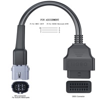 Conector OBD2 de 16 pines para motocicleta, Cable Obd de diagnóstico, Cable de extensión de diagnóstico Obd2 de PTFE para automóvil electrónico