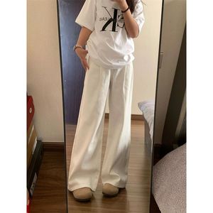 2025 printemps et automne taille haute jean nouveau mince ample plissé jambe large droite décontracté drapé vadrouille pantalon mince épaisseur - Product Image 2