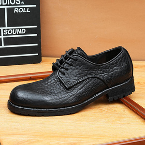 Chaussures en cuir pour hommes à bout carré, grande taille, rehaussantes, pour affaires et tenues décontractées, en cuir de vachette, à semelle épaisse et à lacets - Product Image 5