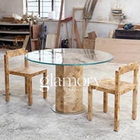 Chaises de salle à manger design vintage scandinave Tranche de pizza en écorce d'arbre solide de style rétro pour la maison, l'hôtel, le restaurant ou les loisirs